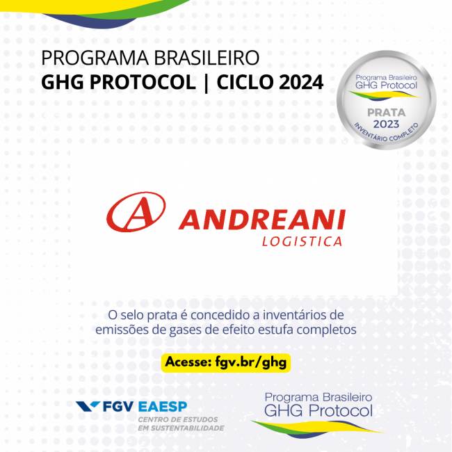 Andreani conquista selo prata de excelência do programa GHG Protocol