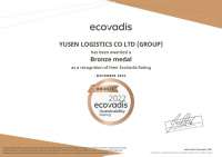 Grupo Yusen Logistics recebe medalha de bronze da EcoVadis 